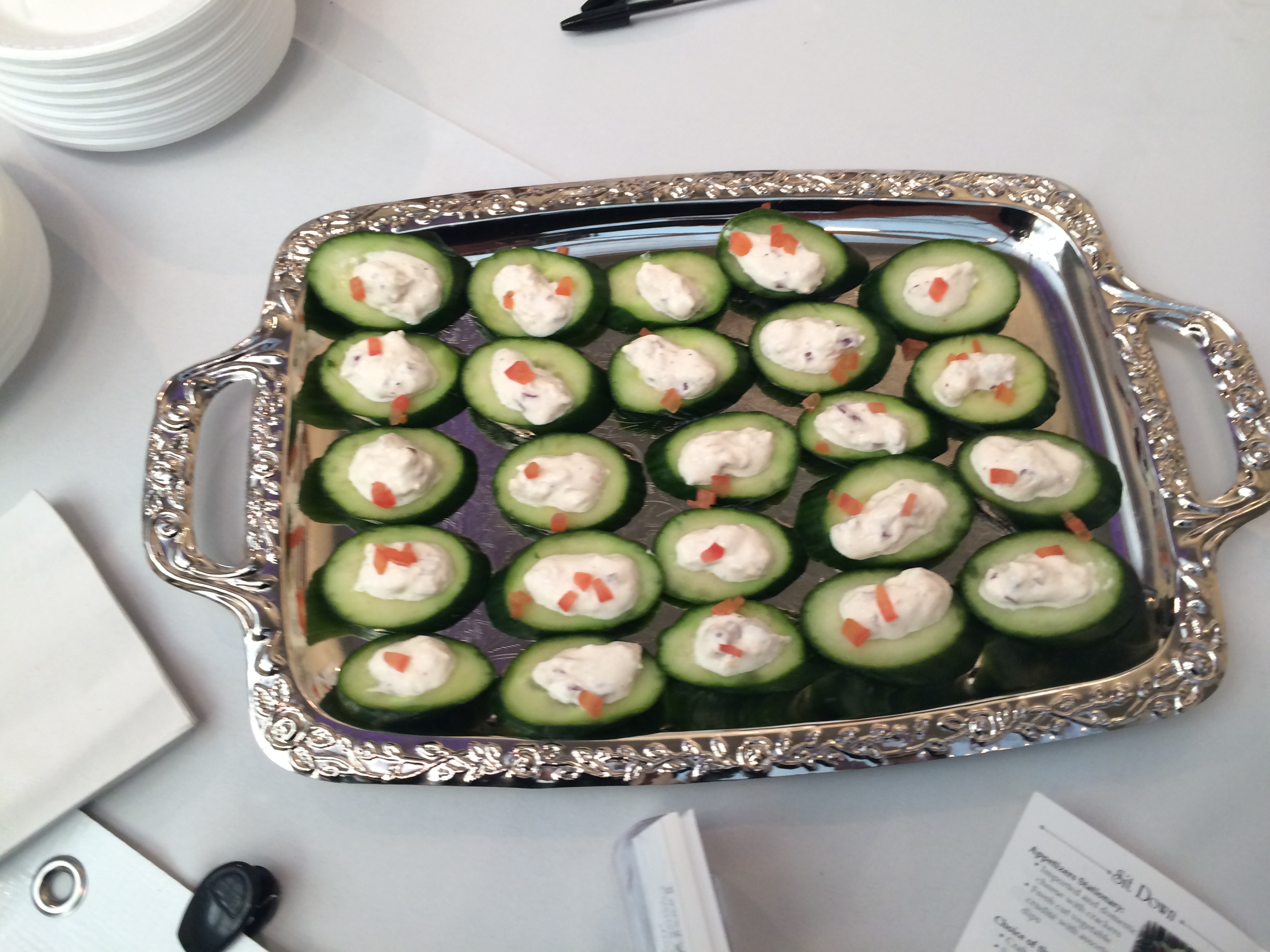lump crab mousse on cucumber wheel