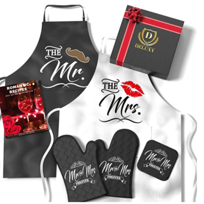 Mr and Mrs Est. 2018 Aprons, Make a Perfect Couples Gift, Bridal